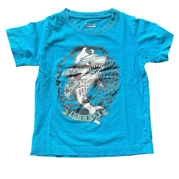 Hurley Other - Hurley Shark Graphic Tee Blue Short Sleeve T Shirt Boys Size Small Size 4/5 yrs